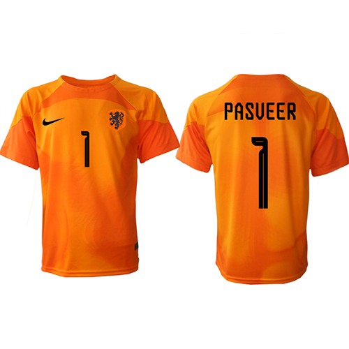 Nederländerna Remko Pasveer #1 Målvakt Replika Borta matchkläder VM 2022 Korta ärmar
